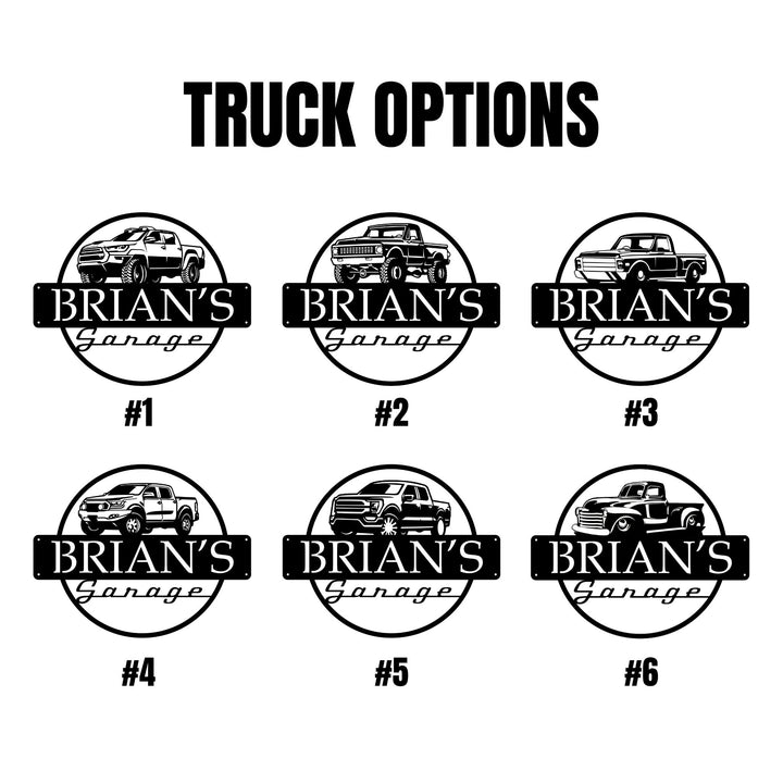 Custom Metal Truck Garage Signs, Dad's Garage, Name Garage Decor Personalized Man Cave Named Wall Art Deco, American Car, Pickup, Workshop