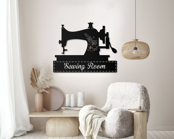 Sewing Machine Personalized Metal Art Wall Decor, Custom Seamstress Gift, Sewing Room Metal Sign, Custom Quilting Sign, Gift For Mom