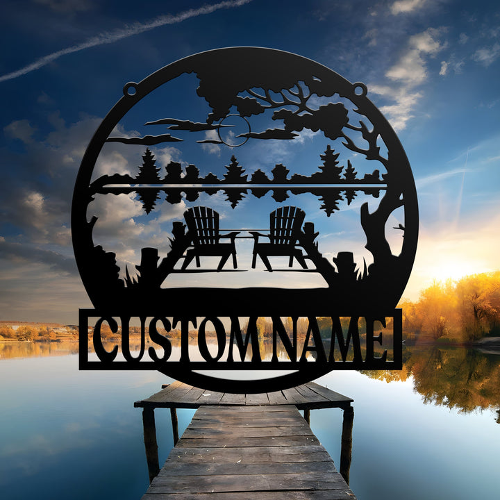 Personalized Lake House Metal Sign, Forest Lake Sign, Custom Lake House Name Sign, Camping Metal sign, Lake House Wall Art Decor