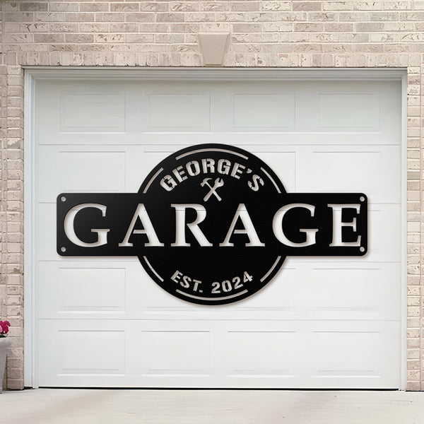 Custom garage sign, Garage decor, Personalized garage sign, Metal sign for garage, Gift for dad, Gift for him, Large workshop sign
