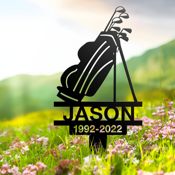 Custom Golf Memorial Stake, Personalized Golfer Name Metal Stake, Golfing In Heaven, Sport Grave Marker, Sympathy Sign, Golfer Loss