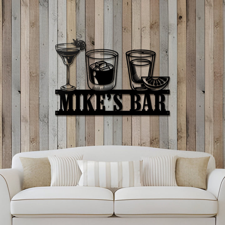 Personalized Bar LED Metal Art Sign, Custom Light up Bar Metal Sign, Multi Colors Custom Bar Sign, Metal Bar Wall Art, LED Wall Art Gift