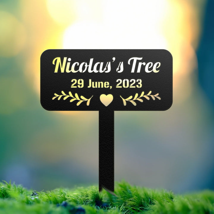 Custom Memorial Tree Sign With Stake, Tree Decor, Tree Metal Garden Marker, Tree Garden Sign, Tree Plaque Marker, Metal Name Plate