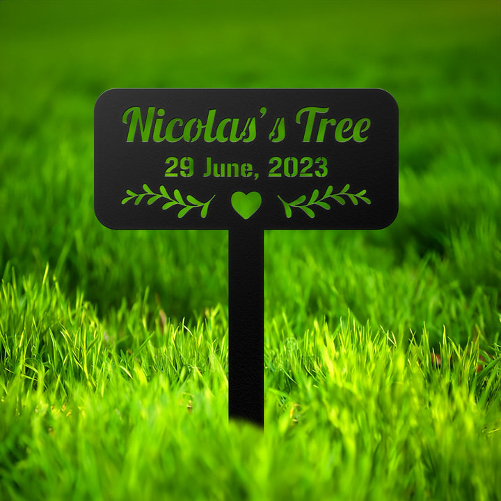 Custom Memorial Tree Sign With Stake, Tree Decor, Tree Metal Garden Marker, Tree Garden Sign, Tree Plaque Marker, Metal Name Plate