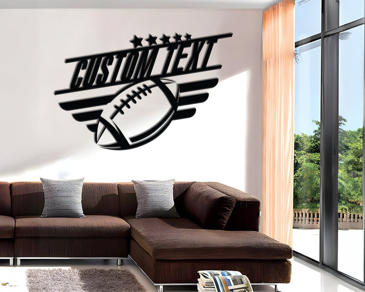 Custom US Football Metal Wall Art LED Light - Personalized America Football Player Name Sign Home Decor, Custom Football Fan Club Led Lights