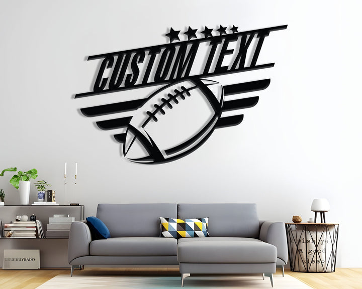 Custom US Football Metal Wall Art LED Light - Personalized America Football Player Name Sign Home Decor, Custom Football Fan Club Led Lights