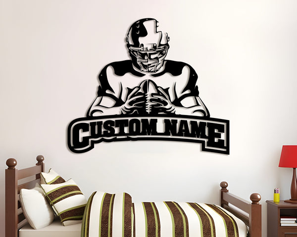 Custom US Football Metal Wall Art Light - Personalized America Football Player Name Sign Home Decor, Custom Football Fan Club Lights