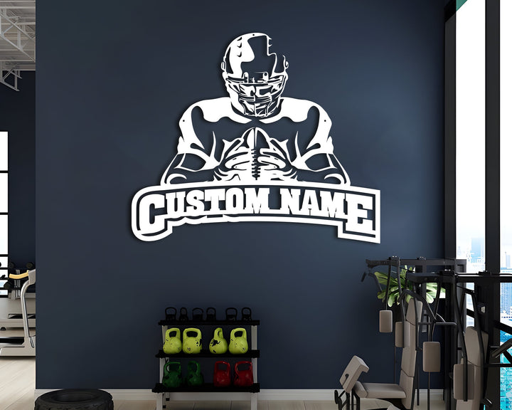 Custom US Football Metal Wall Art Light - Personalized America Football Player Name Sign Home Decor, Custom Football Fan Club Lights
