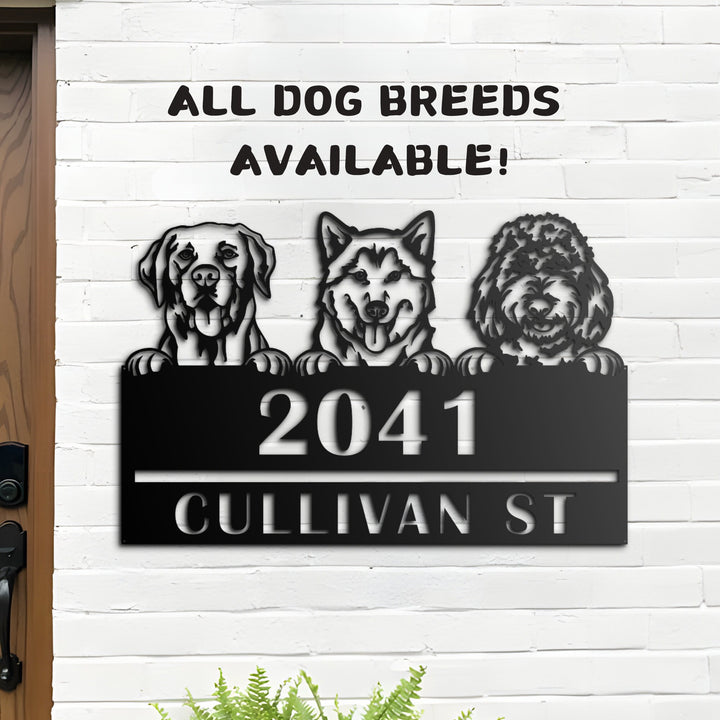 Custom Address Dog Metal Art Sign, Light Up Address Plaque Sign, Metal House Number Address Sign, House Warming Gift, Front Door Sign