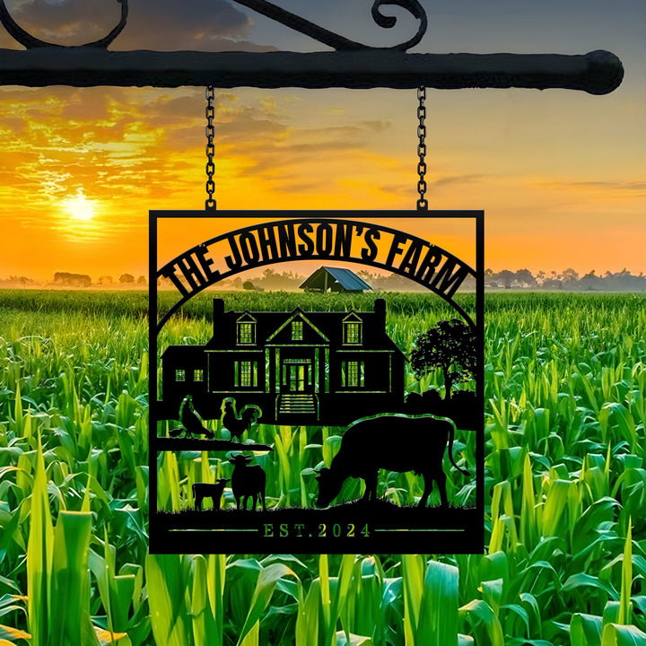 Custom Metal Farm Sign Name Sign, Personalized Ranch Metal Sign, Large metal name sign, Farm metal sign, Farmhouse Decor, Gift For Farmer