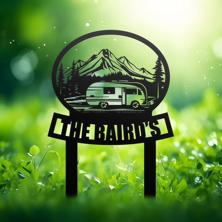 Happy Campers Yard sign, Camping Sign, Camper Decor, RV Decor, Family Name Sign, Anniversary Gift, Personalized Campsite Flag, Camping decor