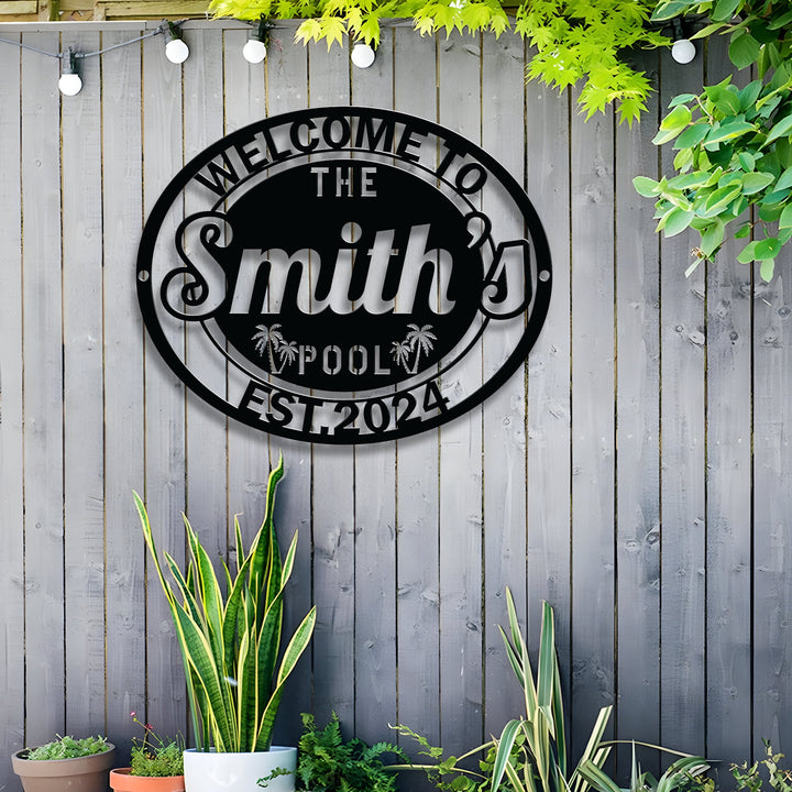 Personalized Led Light Backyard Pool Metal Sign, Outdoor Wall Decor, Metal Wall Decor,  Pool Decor, Personalized Home Decor, Metal Wall Art