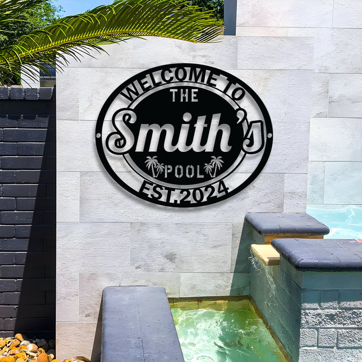 Personalized Led Light Backyard Pool Metal Sign, Outdoor Wall Decor, Metal Wall Decor,  Pool Decor, Personalized Home Decor, Metal Wall Art