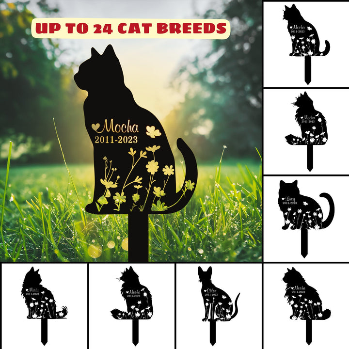 Custom Cat Memorial Stake, Cat Grave Marker, Cat Breed Metal Sign, Pet Memorial Gift, Pet Memorial Plaque, Remembrance Stake, Pet Loss Gift