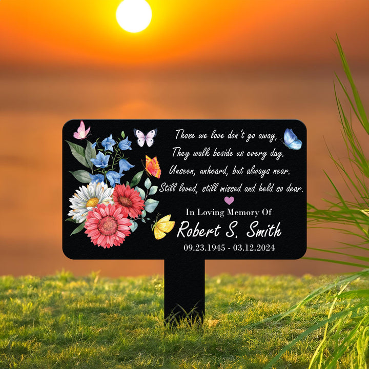 Custom Floral Memorial Tree Sign Stake, Memorial Marker, Metal Garden Marker, Metal Name Plate, Metal Memorial Marker, Tree Plaque Marker