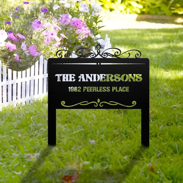 Custom Metal Adress Sign With Stakes, Home Address Sign, Metal Yard Decor, Metal Number Sign, Garden Gift, Outdoor House Number Address