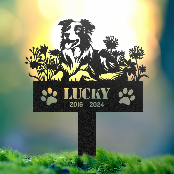 Personalized Australian Shepherd Dog Memorial Stake, Dog Name Sign, Sympathy Sign, Custom Pet Grave Marker, Remembrance Stake, Dog loss