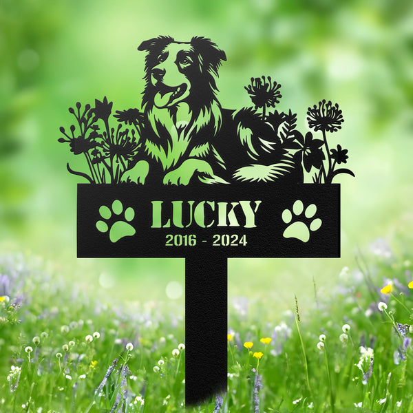 Personalized Australian Shepherd Dog Memorial Stake, Dog Name Sign, Sympathy Sign, Custom Pet Grave Marker, Remembrance Stake, Dog loss