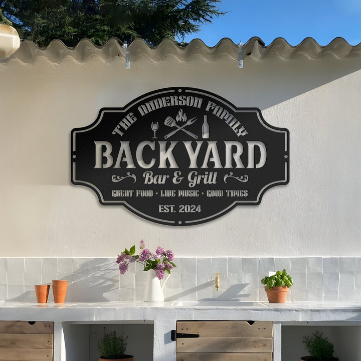 Personalized Backyard Pool Metal Sign LED Light, Outdoor Wall Art Decor, Pool Signs for Outdoor, Custom Bar And Grill Sign Decor, Xmas Gifts