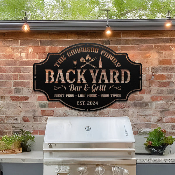 Personalized Backyard Pool Metal Sign LED Light, Outdoor Wall Art Decor, Pool Signs for Outdoor, Custom Bar And Grill Sign Decor, Xmas Gifts