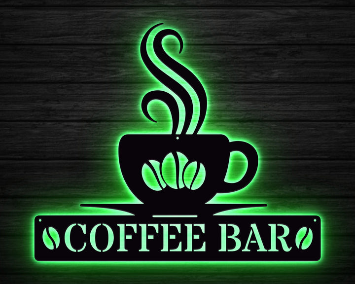 Personalized LED Light Coffee Bar Metal Sign, Coffee Sign, Coffee Shop Sign, Cafe Bar Decor, Coffee Metal Wall Art, Coffee Lover Gift