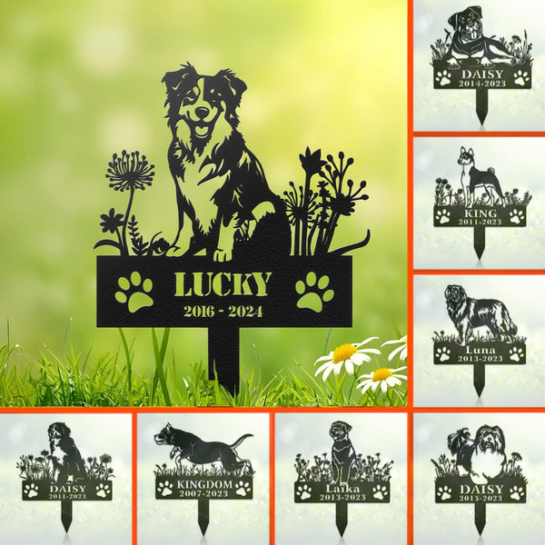 Custom Dog Memorial Stake, Dog Grave Marker, Dog Loss Metal Stake, Personalized Dog Garden Sign, Dog Loss Gift, Garden Decor Metal Sign