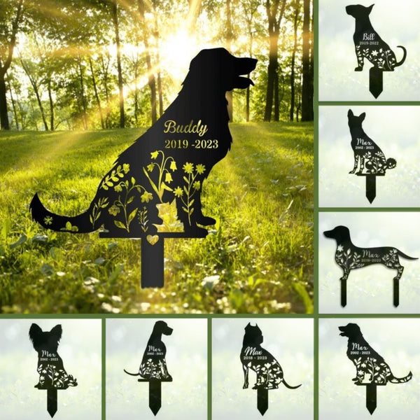 Personalized Dog Breed Memorial Stake, Custom Dog Garden Stake Sign, Pet Loss Gift, Dog Breed Sign, Metal Stake, Dog Grave Marker, Dog Lover