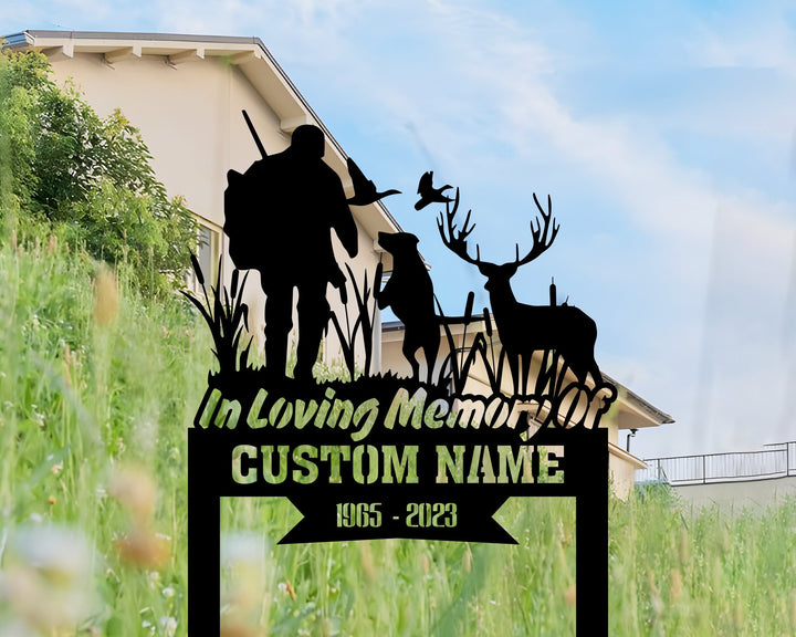 Personalized Hunting Memorial Stake, Fishing Memorial Stake, Dad Grave Marker, Fisher Loss, Custom In Memorial Of Gift, Hunter Loss