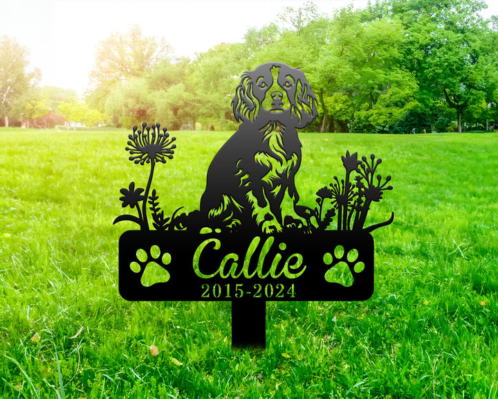 Custom King Charles Spaniel Dog Metal Memorial Stake, Personalized Pet Grave Marker Name Sign Remembrance Stake Decor Sympathy Loss