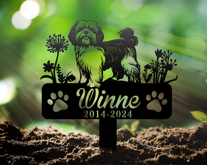 Custom Shih Tzu Dog Metal Memorial Stake, Personalized Pet Grave Marker Name Sign Remembrance Stake Decor Sympathy Loss