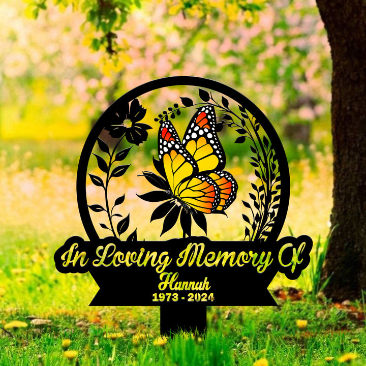 Personalized Butterfly Memorial Stake Metal, Butterfly Garden Stakes, Memorial Metal Stake, Loss of Grandma,Mothers Day Grave Marker Outdoor