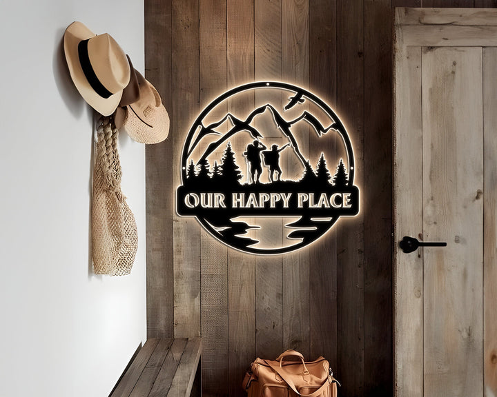Custom Hiking Great Outdoor Monogram Sign, Great Outdoor, Hiking In Woods, Cabin Sign, Family Name Hiking Sign, Personalized Hiking Sign