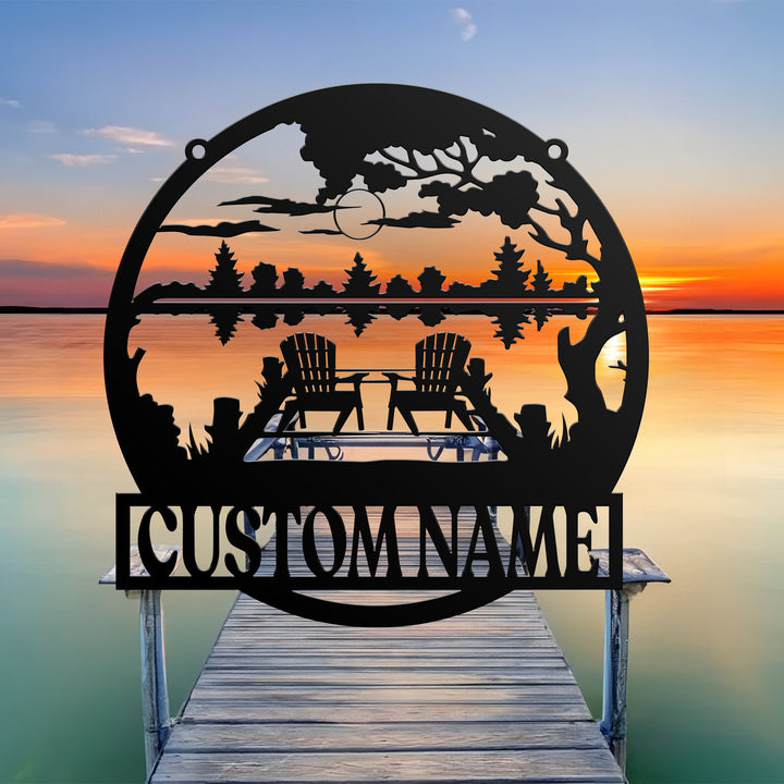 Personalized Lake House Metal Sign, Forest Lake Sign, Custom Lake House Name Sign, Camping Metal sign, Lake House Wall Art Decor