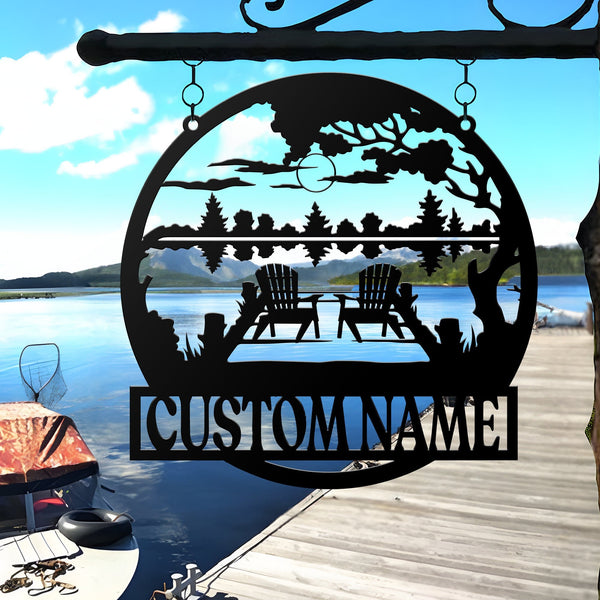 Personalized Lake House Metal Sign, Forest Lake Sign, Custom Lake House Name Sign, Camping Metal sign, Lake House Wall Art Decor