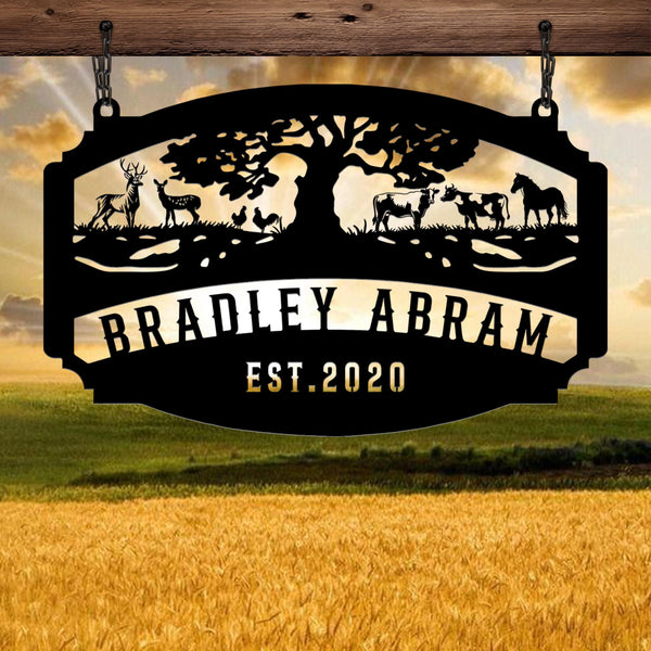 Metal Farm Sign, Custom metal farm name sign, Large metal name sign, Ranch metal sign, Farmville metal sign,Christmas farm sign,Gift for Dad