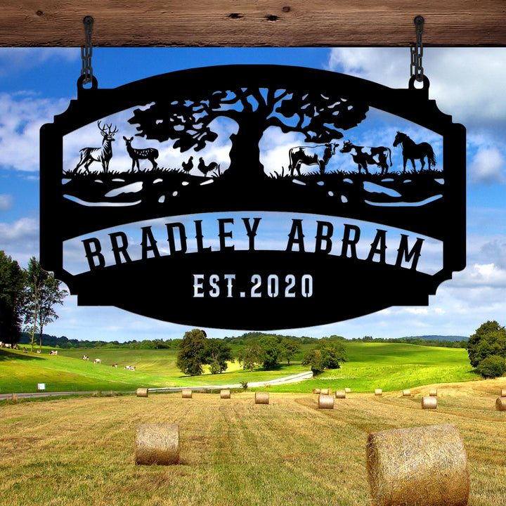 Metal Farm Sign, Custom metal farm name sign, Large metal name sign, Ranch metal sign, Farmville metal sign,Christmas farm sign,Gift for Dad
