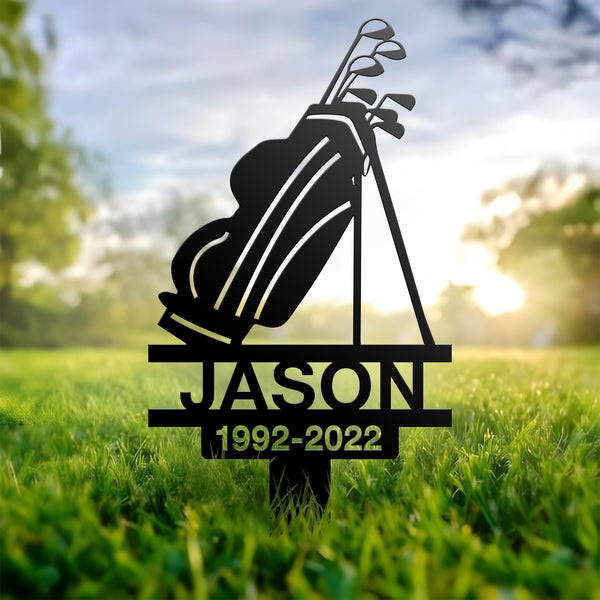 Custom Golf Memorial Stake, Personalized Golfer Name Metal Stake, Golfing In Heaven, Sport Grave Marker, Sympathy Sign, Golfer Loss