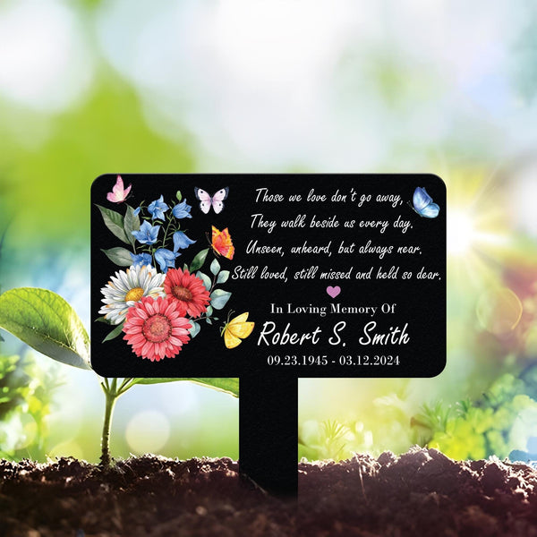 Custom Floral Memorial Tree Sign Stake, Memorial Marker, Metal Garden Marker, Metal Name Plate, Metal Memorial Marker, Tree Plaque Marker