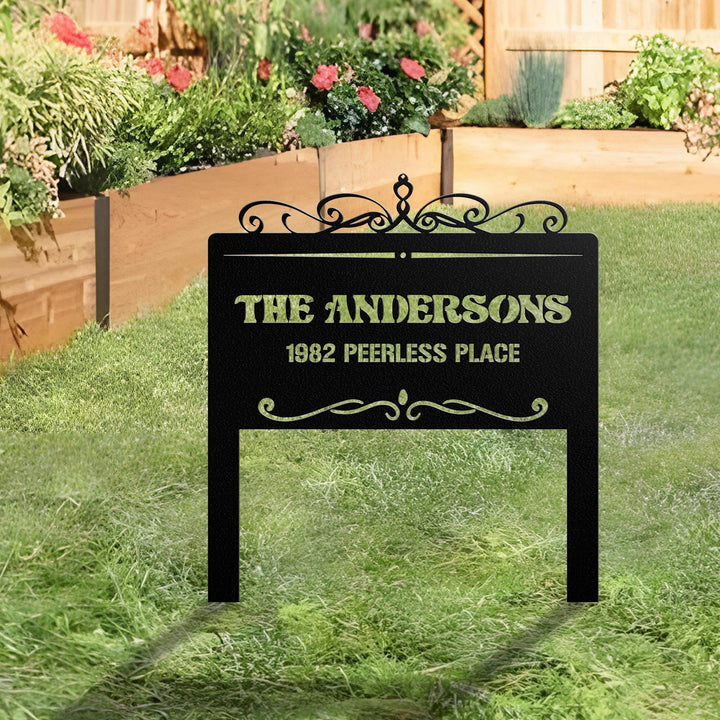 Custom Metal Adress Sign With Stakes, Home Address Sign, Metal Yard Decor, Metal Number Sign, Garden Gift, Outdoor House Number Address