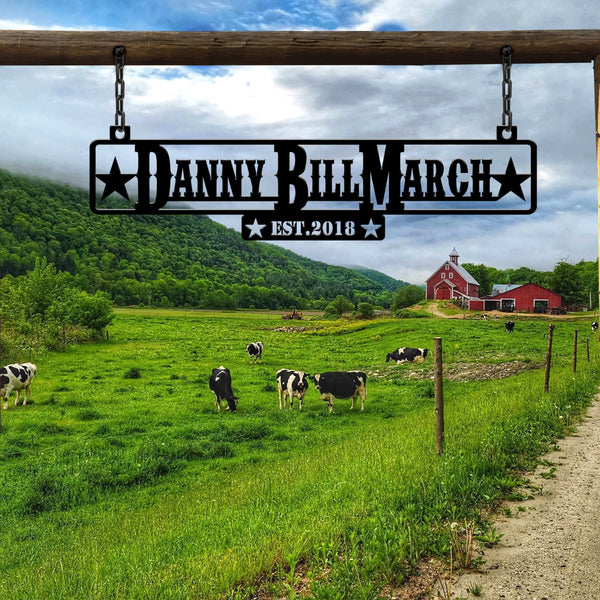 Personalized Metal Farm Entrance Sign, Custom Ranch Metal Sign, Large Family Name Sign, Established Sign,Barn Decor,Family Name Plaque Gift