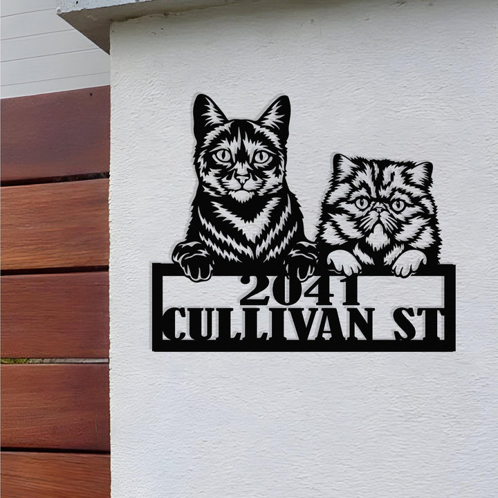 Custom Cat Metal Sign, Custom Cat Address House Number Sign, Cat Monogram, Cat Sign, Cat Mom Gift, Cat Gift, Cat House Decor, Gift for Cats