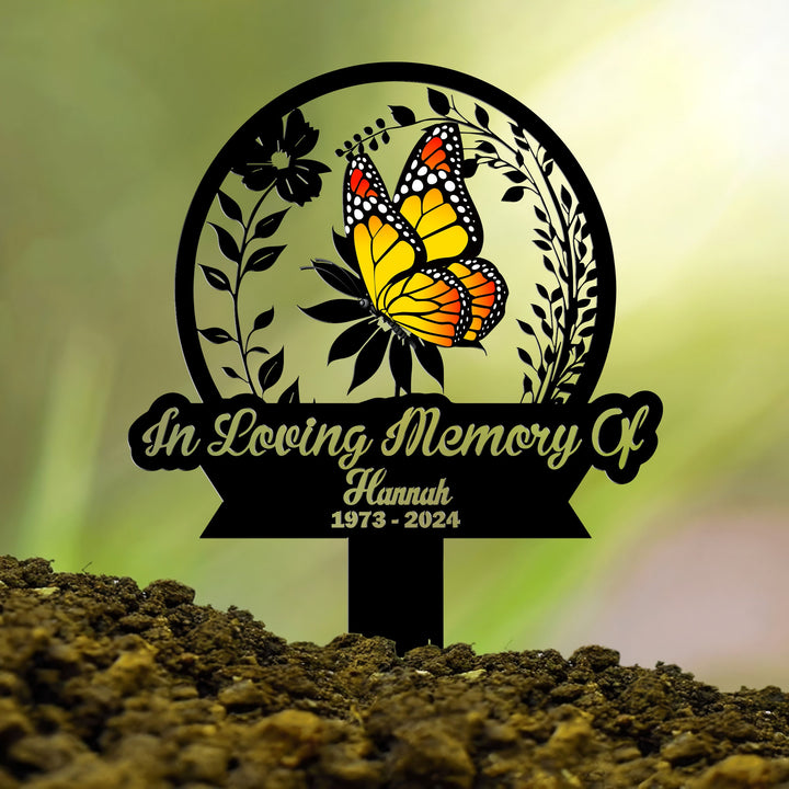 Personalized Butterfly Memorial Stake Metal, Butterfly Garden Stakes, Memorial Metal Stake, Loss of Grandma,Mothers Day Grave Marker Outdoor