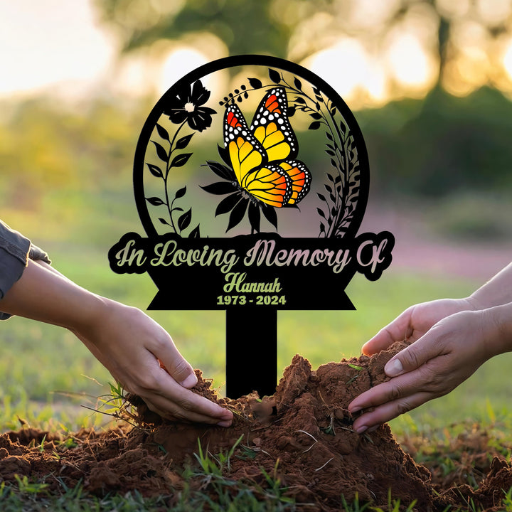 Personalized Butterfly Memorial Stake Metal, Butterfly Garden Stakes, Memorial Metal Stake, Loss of Grandma,Mothers Day Grave Marker Outdoor
