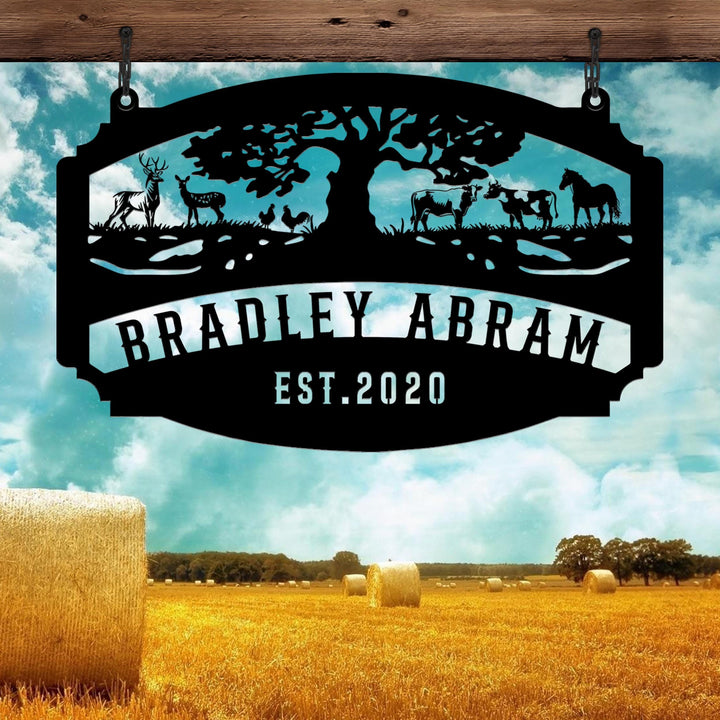 Metal Farm Sign, Custom metal farm name sign, Large metal name sign, Ranch metal sign, Farmville metal sign,Christmas farm sign,Gift for Dad