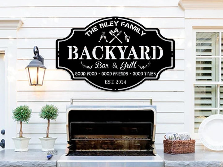 Personalized Backyard Sign Custom Bar & Grill Sign Metal Sign Bar Signs, BBQ Signs, Personalized Bar Sign, Outdoor Kitchen Metal Signs, Papa