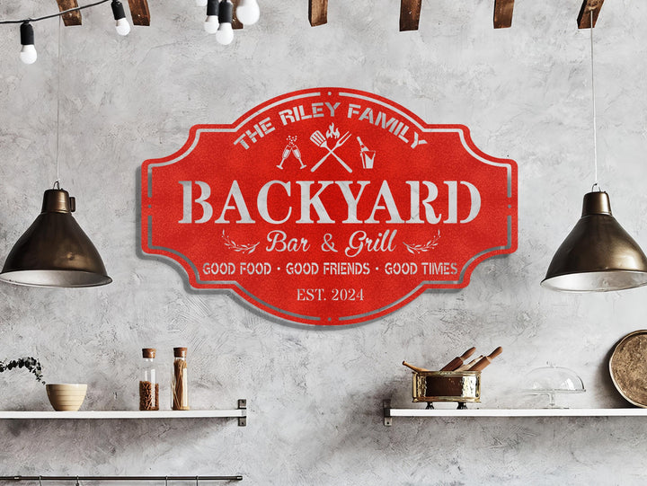 Personalized Backyard Sign Custom Bar & Grill Sign Metal Sign Bar Signs, BBQ Signs, Personalized Bar Sign, Outdoor Kitchen Metal Signs, Papa