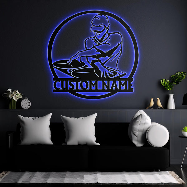 Custom DJ Metal Wall Art With Led Lights, Personalized DJ Name Sign, Music Lovers Gift, Music Club Decor, Bar Decor, Home Decor