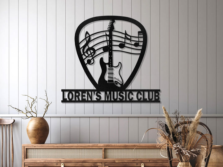 Custom Guitar Metal Sign With LED Lights, Guitar Metal Wall Art, Musician Gifts, Guitar Player Name Sign, Studio Decor, Guitar Lover Gift