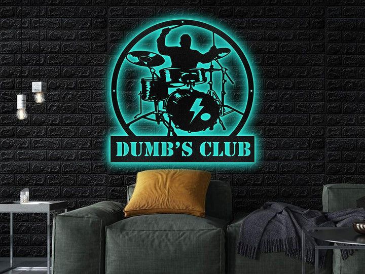 Custom Drum Metal Sign With LED Lights, Personalized Drummer Name Sign, Music Decor, Gift for Musician, Drummer Metal Sign,Drummer Neon Sign