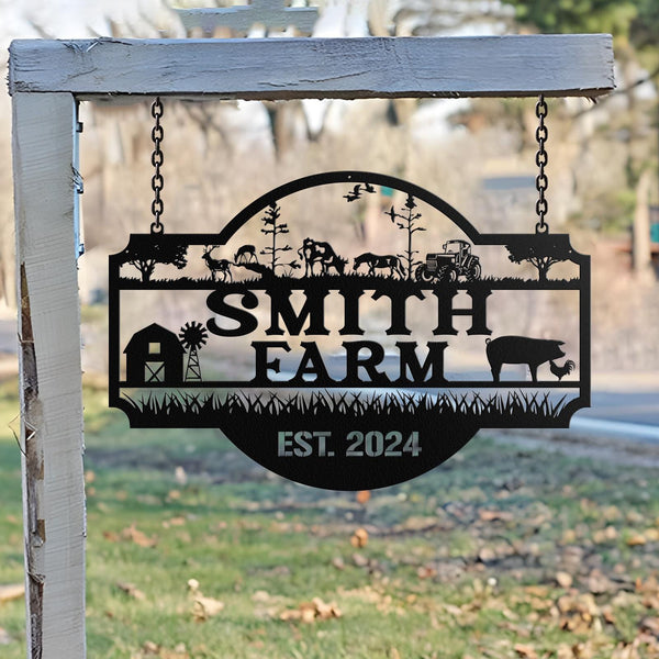 Custom Metal Farm Sign, Personalized Farmhouse Sign, Large Metal Sign, Ranch Sign, Farmhouse Metal Entrance Sign, Christmas farm sign